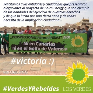 Los Verdes se congratulan de que, ante rechazo social y argumentos científicos, Cairn Energy desista de realizar prospecciones petrolíferas en Golfo de Valencia